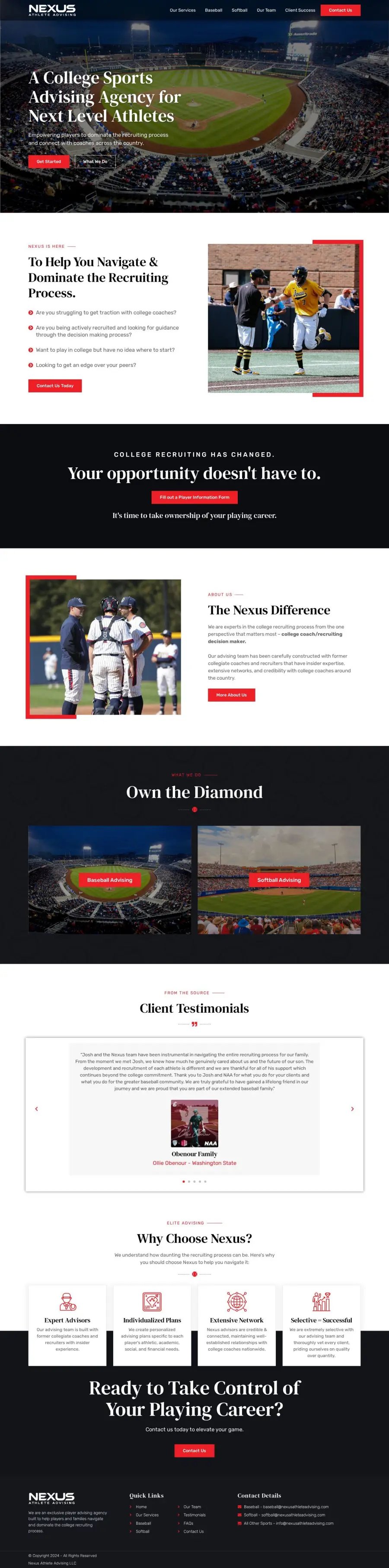 Nexus Athlete Advising website